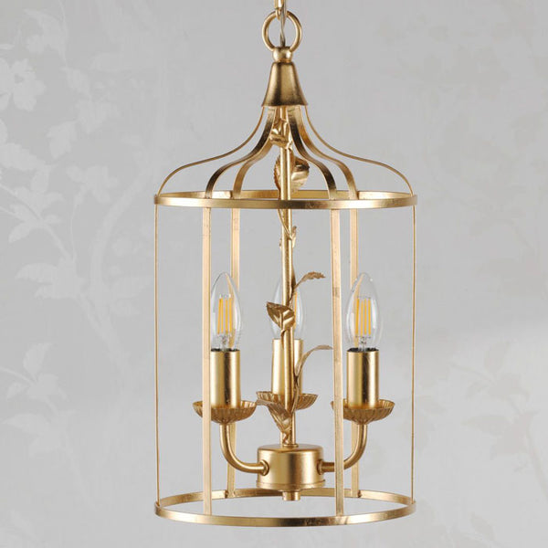 Laura Ashley Halton 3 Light Pendant Distressed Gold Leaf LA3756509-Q