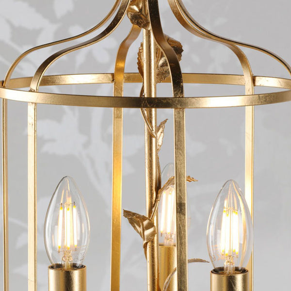Laura Ashley Halton 3 Light Pendant Distressed Gold Leaf LA3756509-Q