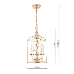 Laura Ashley Halton 3 Light Pendant Distressed Gold Leaf LA3756509-Q