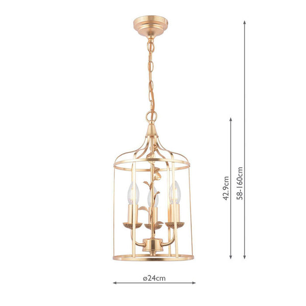 Laura Ashley Halton 3 Light Pendant Distressed Gold Leaf LA3756509-Q