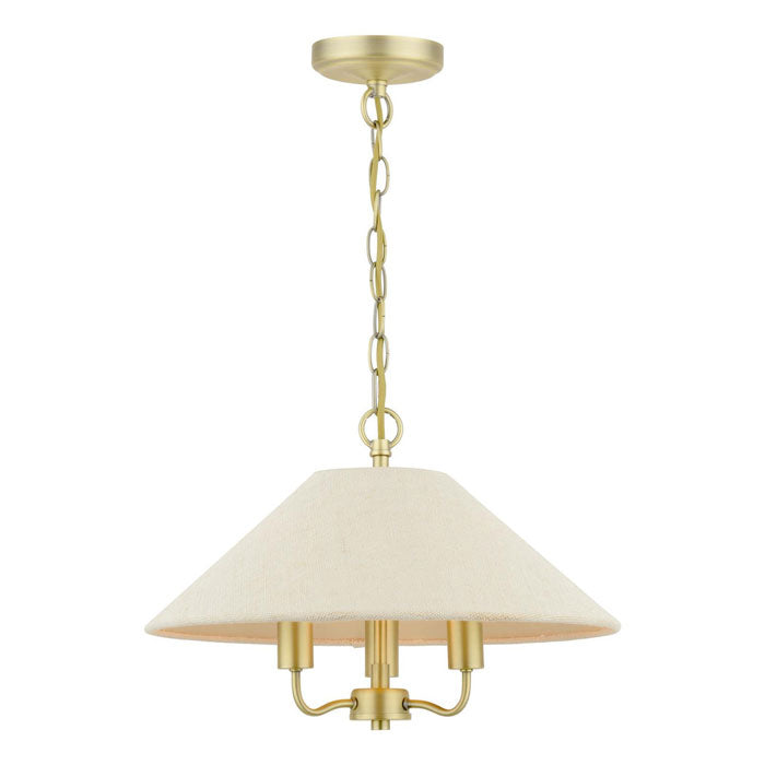 Laura Ashley Harland 3 Light Pendant Matt Antique Brass with Natural Linen Shade LA3756724-Q