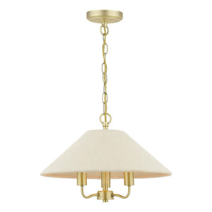 Laura Ashley Harland 3 Light Pendant Matt Antique Brass with Natural Linen Shade LA3756724-Q