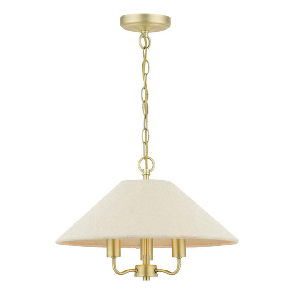 Laura Ashley Harland 3 Light Pendant Matt Antique Brass with Natural Linen Shade LA3756724-Q