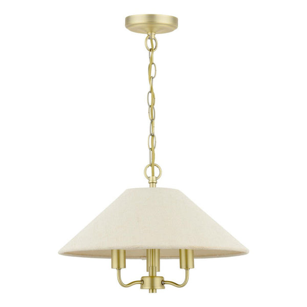 Laura Ashley Harland 3 Light Pendant Matt Antique Brass with Natural Linen Shade LA3756724-Q