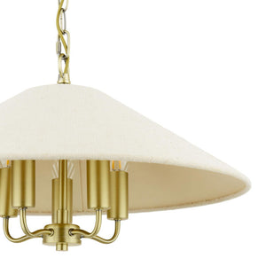 Laura Ashley Harland 5 Light Pendant Matt Antique Brass with Natural Linen Shade LA3756723-Q