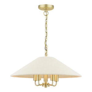 Laura Ashley Harland 5 Light Pendant Matt Antique Brass with Natural Linen Shade LA3756723-Q