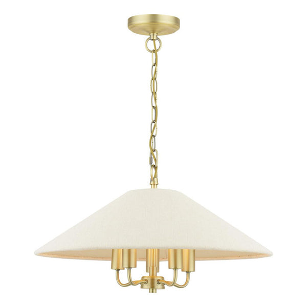 Laura Ashley Harland 5 Light Pendant Matt Antique Brass with Natural Linen Shade LA3756723-Q