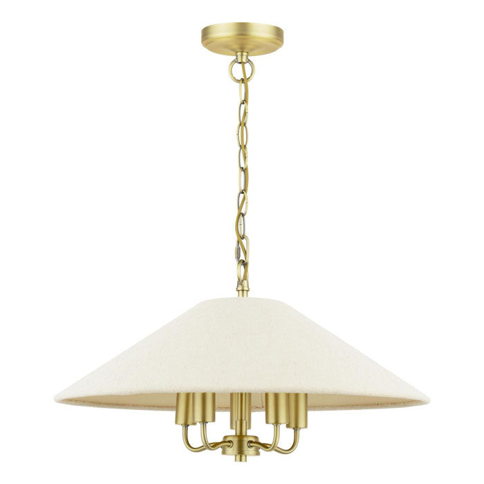 Laura Ashley Harland 5 Light Pendant Matt Antique Brass with Natural Linen Shade LA3756723-Q