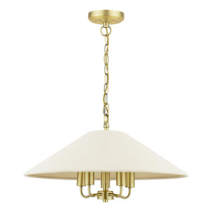 Laura Ashley Harland 5 Light Pendant Matt Antique Brass with Natural Linen Shade LA3756723-Q