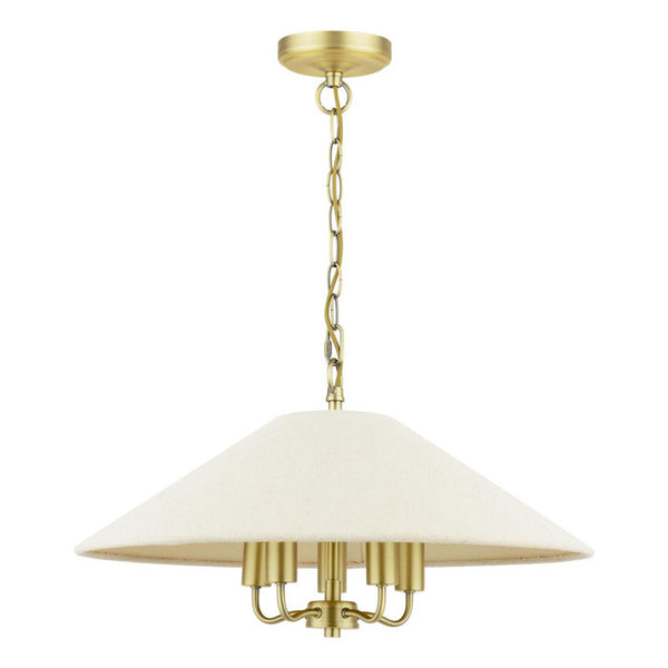 Laura Ashley Harland 5 Light Pendant Matt Antique Brass with Natural Linen Shade LA3756723-Q