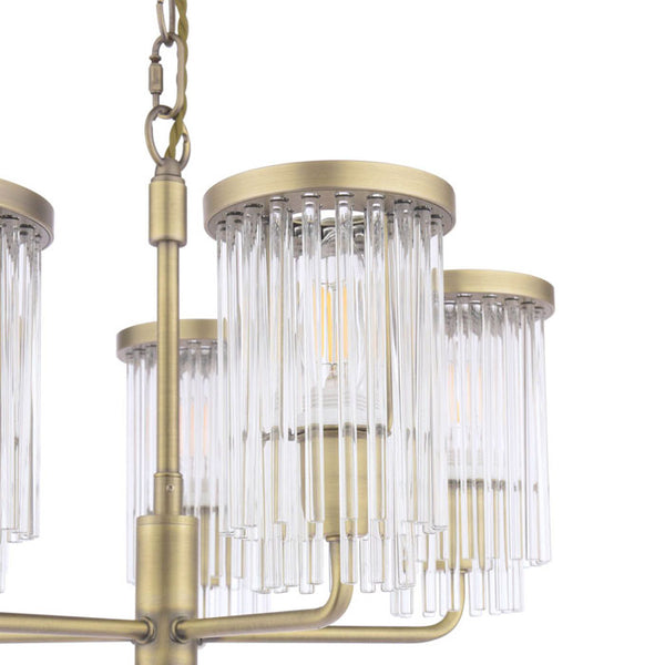 Laura Ashley Hilcote 5 Light Armed Pendant Matt Antique Brass & Glass LA3756650-Q