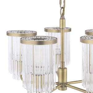 Laura Ashley Hilcote 5 Light Armed Pendant Matt Antique Brass & Glass LA3756650-Q