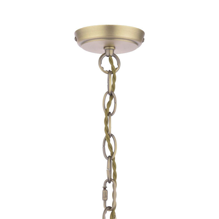 Laura Ashley Hilcote 5 Light Armed Pendant Matt Antique Brass & Glass