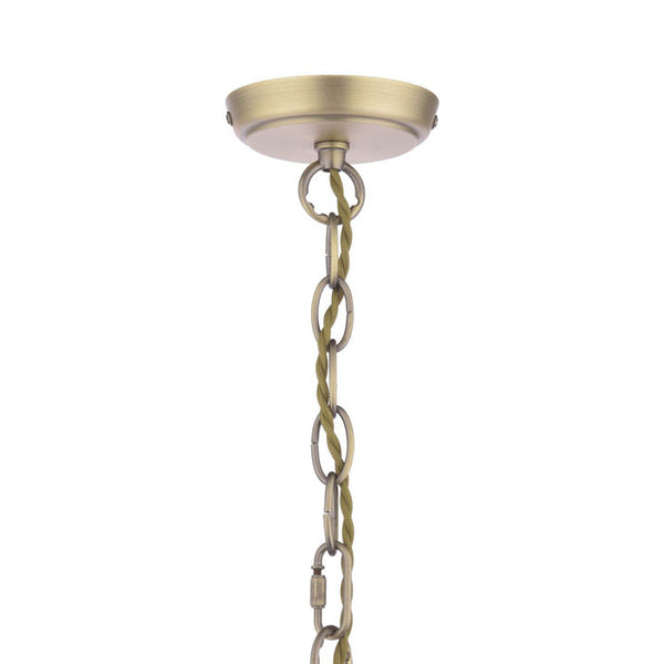 Laura Ashley Hilcote 5 Light Armed Pendant Matt Antique Brass & Glass LA3756650-Q
