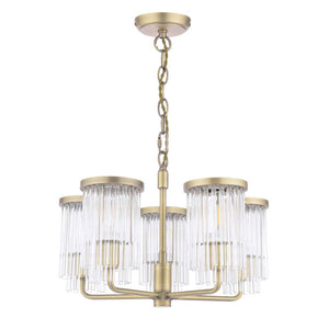 Laura Ashley Hilcote 5 Light Armed Pendant Matt Antique Brass & Glass LA3756650-Q