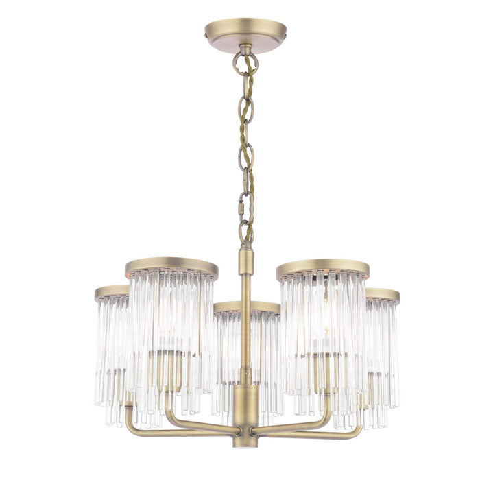 Laura Ashley Hilcote 5 Light Armed Pendant Matt Antique Brass & Glass LA3756650-Q