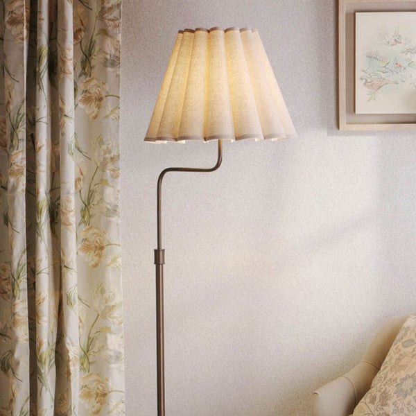 Laura Ashley Holwell Floor Lamp Antique Bronze with Natural Linen Shade LA3756645-Q