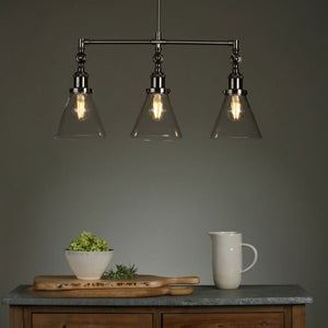 Laura Ashley Isaac 3 Light Bar Pendant Satin Nickel Glass LA3650343-Q