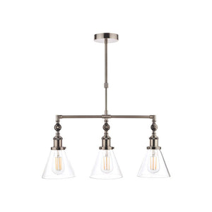 Laura Ashley Isaac 3 Light Bar Pendant Satin Nickel Glass LA3650343-Q