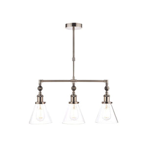 Laura Ashley Isaac 3 Light Bar Pendant Satin Nickel Glass LA3650343-Q