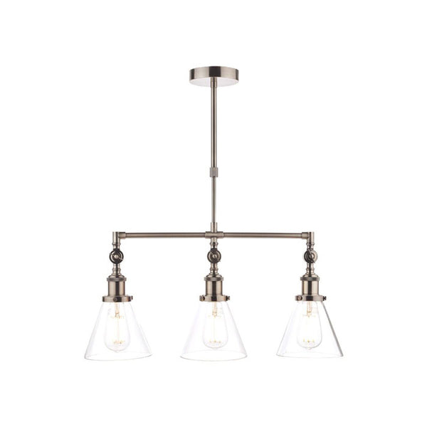 Laura Ashley Isaac 3 Light Bar Pendant Satin Nickel Glass LA3650343-Q