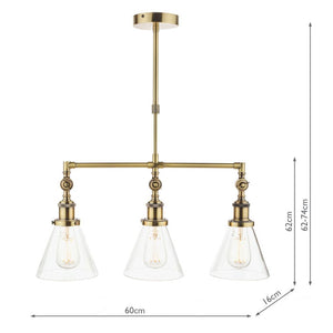 Laura Ashley Isaac 3 Light Bar Pendant in Antique Brass LA3688629-Q
