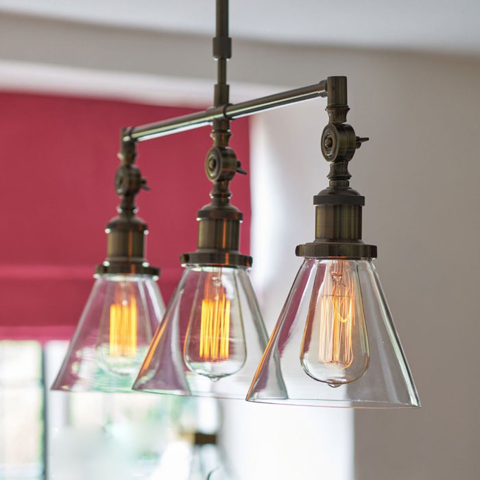 Laura Ashley Isaac 3 Light Bar Pendant in Antique Brass LA3688629-Q