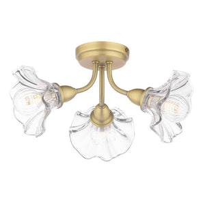 Laura Ashley Kerswell 3 Light Semi-Flush Matt Antique Brass & Glass LA3756658-Q