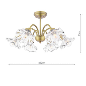 Laura Ashley Kerswell 6 Light Semi-Flush Matt Antique Brass and Glass LA3756582-Q