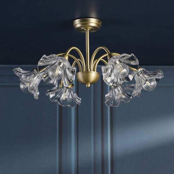 Laura Ashley Kerswell 6 Light Semi-Flush Matt Antique Brass and Glass LA3756582-Q