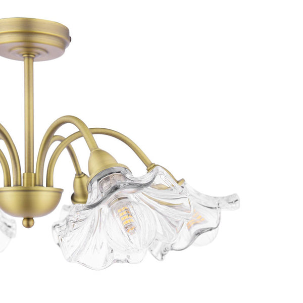 Laura Ashley Kerswell 6 Light Semi-Flush Matt Antique Brass and Glass LA3756582-Q