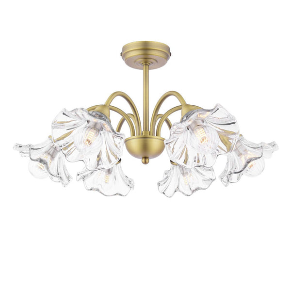 Laura Ashley Kerswell 6 Light Semi-Flush Matt Antique Brass and Glass LA3756582-Q
