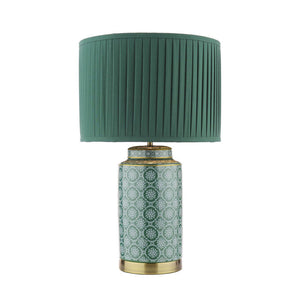 Laura Ashley Knipton Table Lamp Green Ceramic and Antique Brass with Shade LA3756699-Q