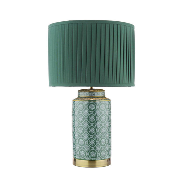 Laura Ashley Knipton Table Lamp Green Ceramic and Antique Brass with Shade LA3756699-Q