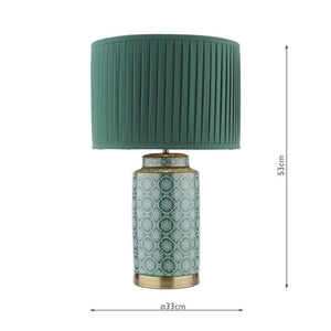 Laura Ashley Knipton Table Lamp Green Ceramic and Antique Brass with Shade LA3756699-Q