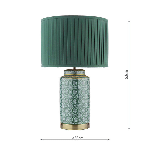 Laura Ashley Knipton Table Lamp Green Ceramic and Antique Brass with Shade LA3756699-Q