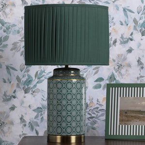 Laura Ashley Knipton Table Lamp Green Ceramic and Antique Brass with Shade LA3756699-Q