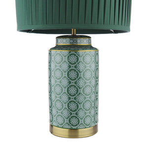 Laura Ashley Knipton Table Lamp Green Ceramic and Antique Brass with Shade LA3756699-Q