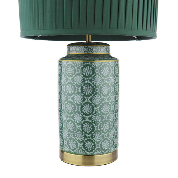 Laura Ashley Knipton Table Lamp Green Ceramic and Antique Brass with Shade LA3756699-Q
