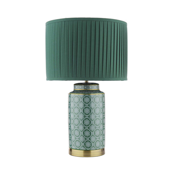 Laura Ashley Knipton Table Lamp Green Ceramic and Antique Brass with Shade LA3756699-Q