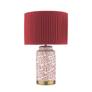 Laura Ashley Knipton Table Lamp Red Ceramic & Antique Brass with Shade LA3756700-Q