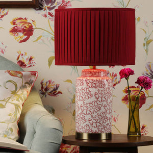 Laura Ashley Knipton Table Lamp Red Ceramic & Antique Brass with Shade LA3756700-Q