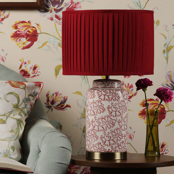 Laura Ashley Knipton Table Lamp Red Ceramic & Antique Brass with Shade LA3756700-Q