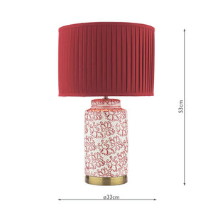 Laura Ashley Knipton Table Lamp Red Ceramic & Antique Brass with Shade LA3756700-Q