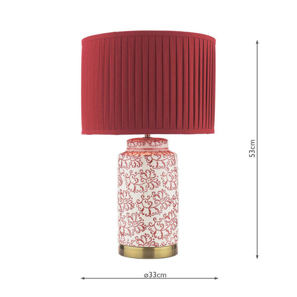 Laura Ashley Knipton Table Lamp Red Ceramic & Antique Brass with Shade LA3756700-Q