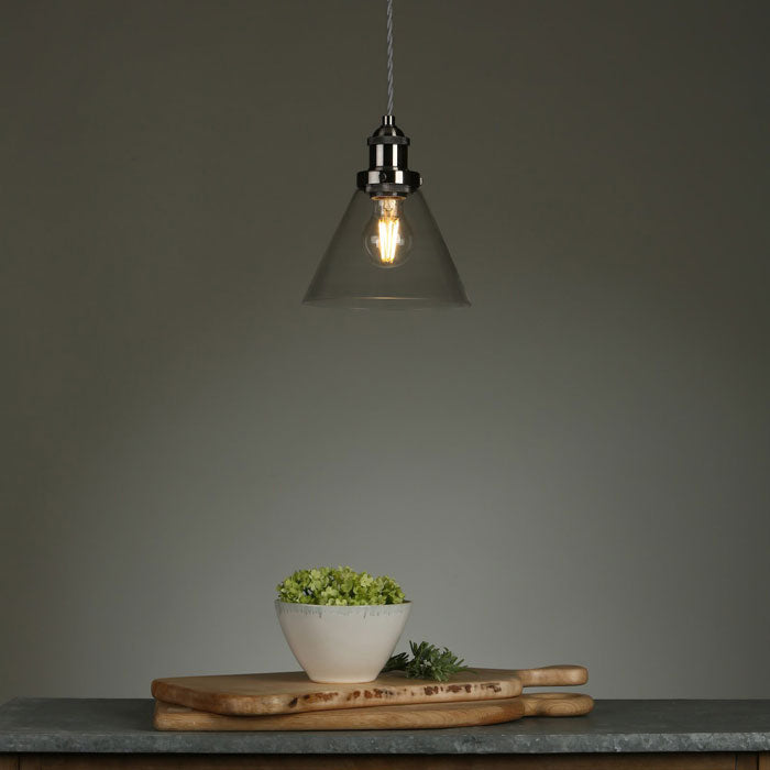 Laura Ashley Isaac Pendant Satin Nickel Glass LA3727729-Q