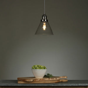 Laura Ashley Isaac Pendant Satin Nickel Glass LA3727729-Q