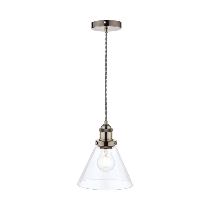 Laura Ashley Isaac Pendant Satin Nickel Glass LA3727729-Q