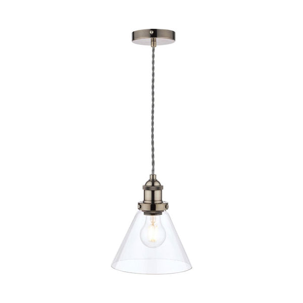 Laura Ashley Isaac Pendant Satin Nickel Glass LA3727729-Q