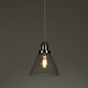 Laura Ashley Isaac Pendant Satin Nickel Glass LA3727729-Q